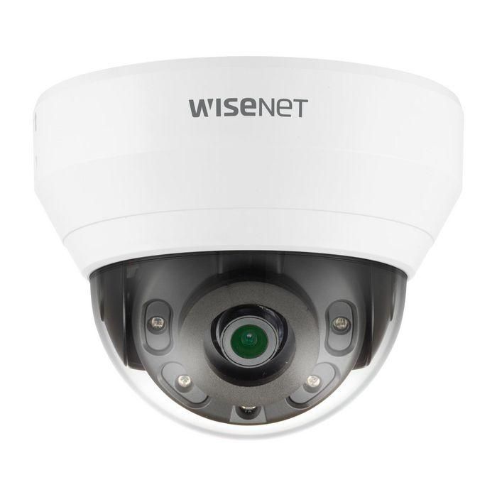 Hanwha Cámara IP minidomo 4M 2.8mm IR20 WDR H.265 interior 12V/PoE Wisenet Q. Alarma, micrófono 1