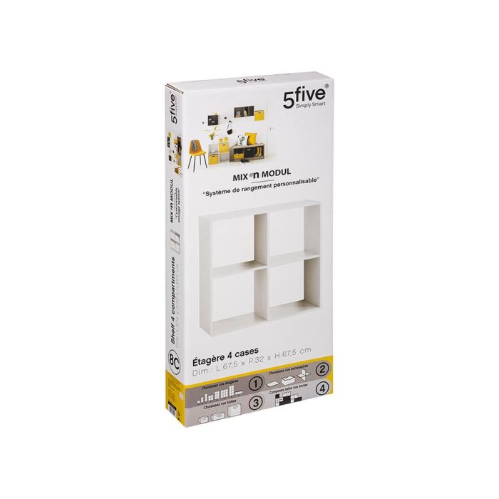 Atmosphera Estanteria Madera Blanco 67,6 x 32 x 67,6 cm para 4 Cajas Organizadoras 1