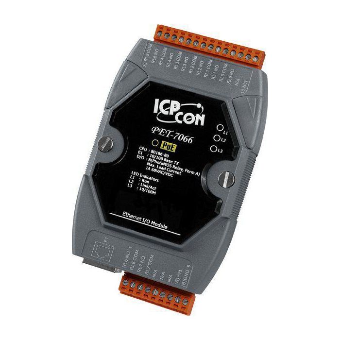 Moxa PET-7066 CR Módulo E/S con 6 entradas RTD y 6 salidas de relé para control industrial