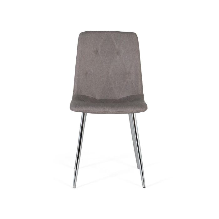 Giner Y Colomer - Lote de 4 Sillas con Asiento y Respaldo Acolchado Gris con Patas de Acero Cromado 1 Giner Y Colomer - Lote de 4 Sillas con Asiento y Respaldo Acolchado Gris con Patas de Acero Cromado 1