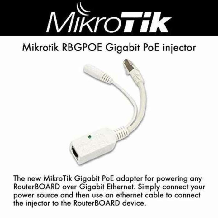 Mikrotik RBGPOE Adaptador e Inyector PoE Gigabit Ethernet 48V 1