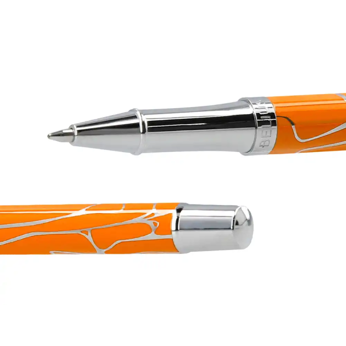 Belius Cocktails Bolígrafo y Tarjetero de Aluminio y Símil Piel, Naranja Plateado con Tinta Azul, Protección RFID, Caja Diseño 8