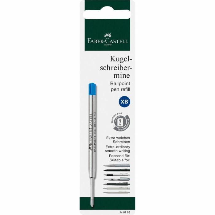FABER-CASTELL 148793 Recambio Bolígrafo Azul XB para Bolígrafos Faber-Castell, Tinta Azul, Blíster de 5 Unidades