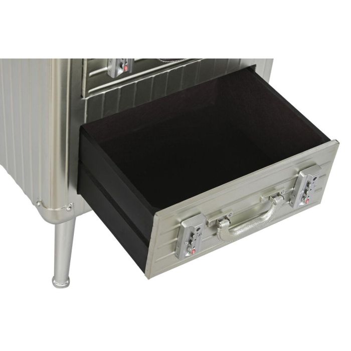 Mesita de Noche Home ESPRIT Plateado Metal Madera MDF 46 x 39 x 63 cm 2 Mesita de Noche Home ESPRIT Plateado Metal Madera MDF 46 x 39 x 63 cm 2