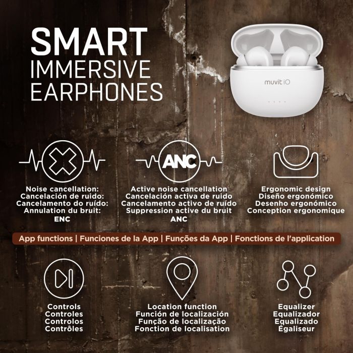 Muvit Auriculares Smart True Wireless Inalambrico Blanco ANC Bluetooth V5.3 Cancelacion Ruido 6