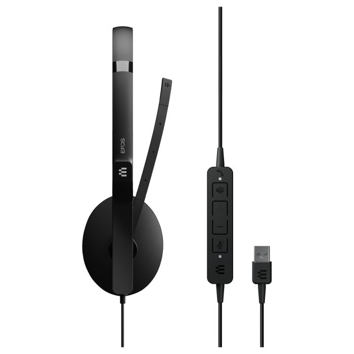 EPOS Auriculares Adapt 160T USB II para Oficina y Centro de Llamadas, Binaurales, Diadema, Conexión USB, Micrófono con Cancelación de Ruido, Color Negro