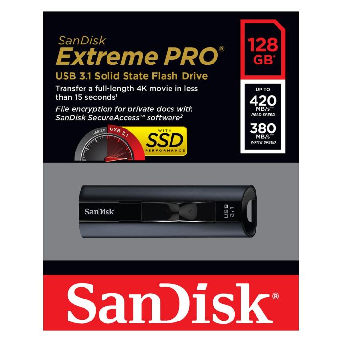 Sandisk Extreme Pro Stick USB 3.2 128GB 420MB/s Negro 6