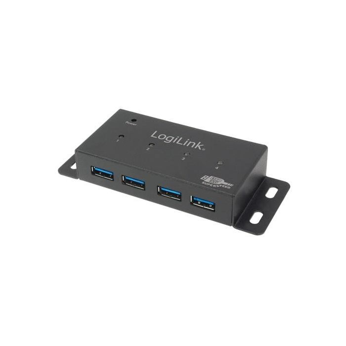 LogiLink UA0149 Concentrador USB 3.2 Gen 1 (3.1 Gen 1) de 4 puertos, tipo A, Plug and Play, 5000 Mbit/s, Gris