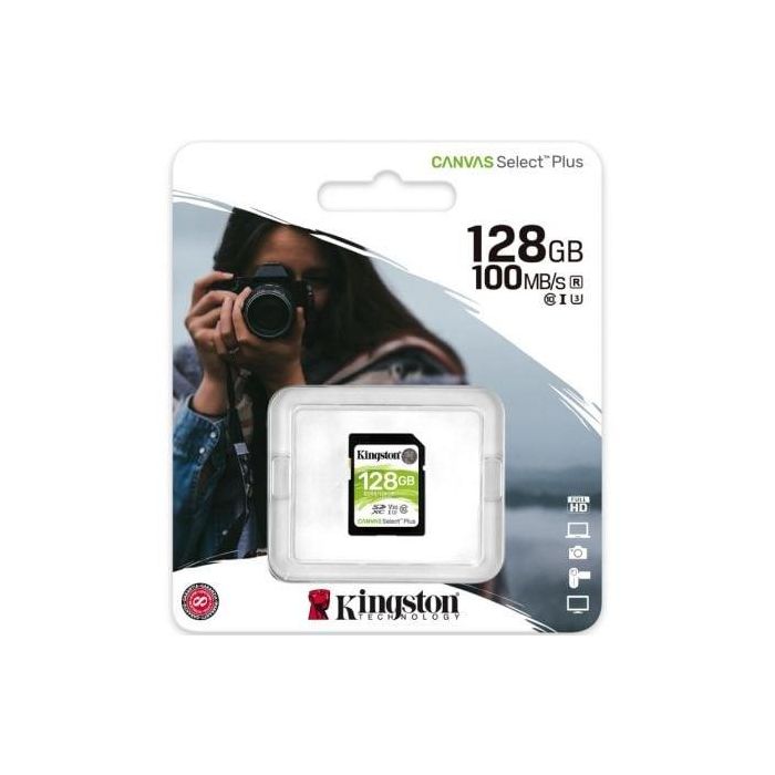 Tarjeta de Memoria Kingston CANVAS Select Plus 128GB SD XC/ Clase 10/ 100MBs 2 Tarjeta de Memoria Kingston CANVAS Select Plus 128GB SD XC/ Clase 10/ 100MBs 2