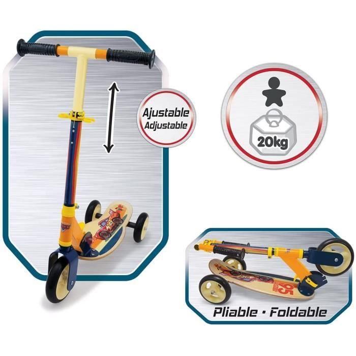 Smoby Patinete Scooter Plegable 3 Ruedas de Madera y Metal Cars con Manillar Ajustable y Reposapiés Antideslizante 2 Smoby Patinete Scooter Plegable 3 Ruedas de Madera y Metal Cars con Manillar Ajustable y Reposapiés Antideslizante 2