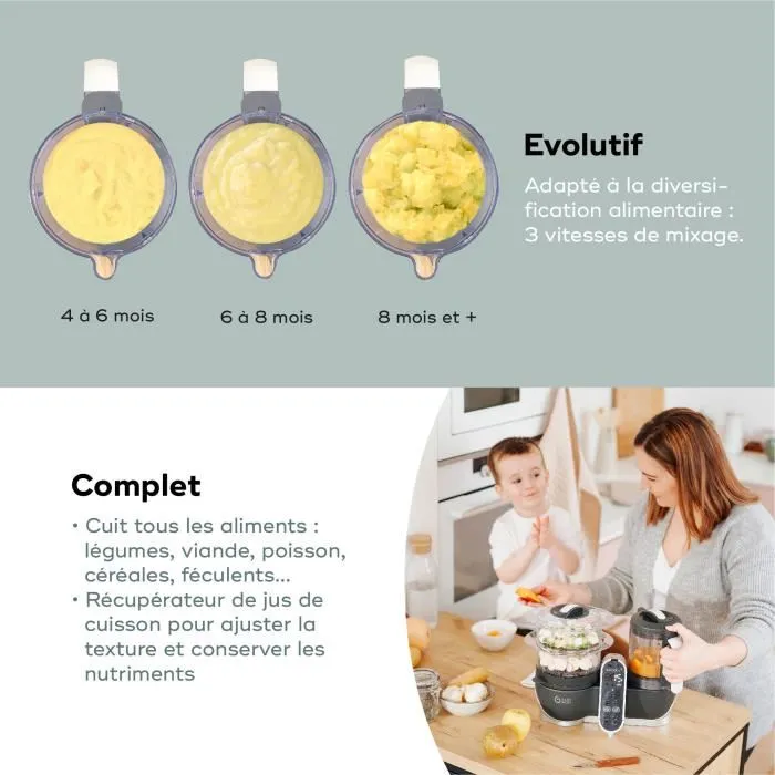 BABYMOOV Nutribaby (+) Robot de Comida para Bebés Gris Industrial
