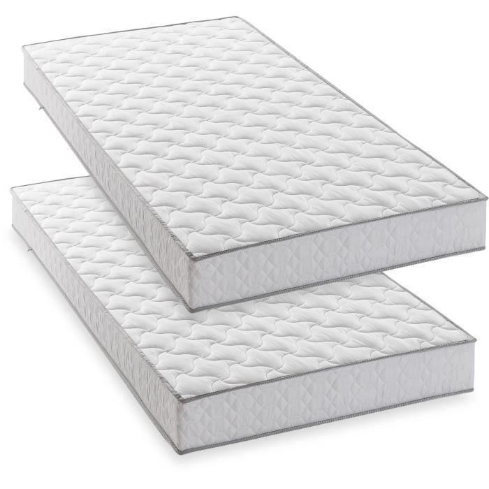 Juego de 2 colchones - 90 x 190 cm - Espuma - 14 cm - 5 zonas de confort - DEKO DREAM - Hahtuva 1 Juego de 2 colchones - 90 x 190 cm - Espuma - 14 cm - 5 zonas de confort - DEKO DREAM - Hahtuva 1