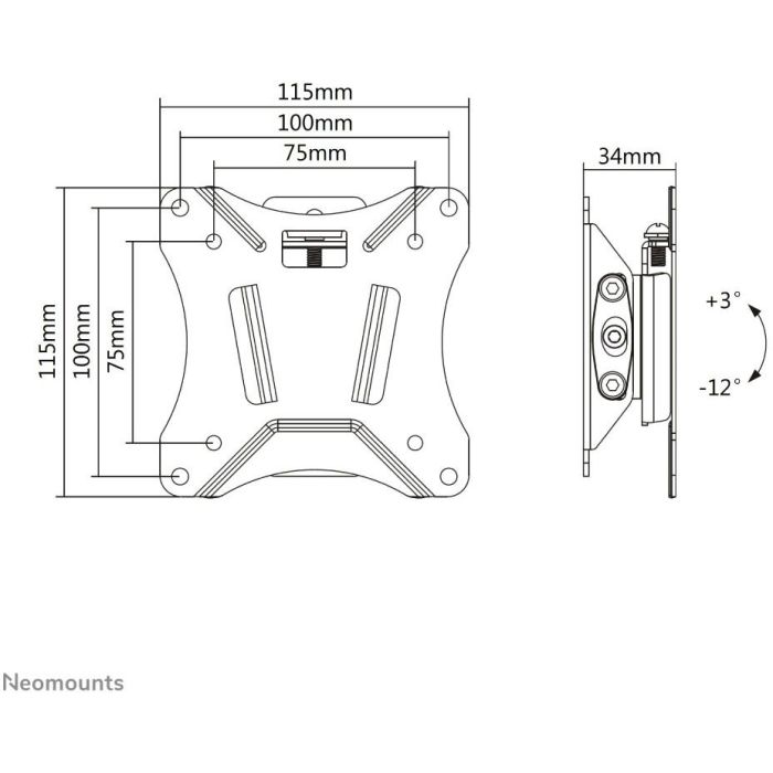 Neomounts Nm-W60Black Soporte de Pared Inclinable para TV Monitor 10-30 pulgadas Negro Peso Máx 25kg VESA 75x75-100x100mm 2