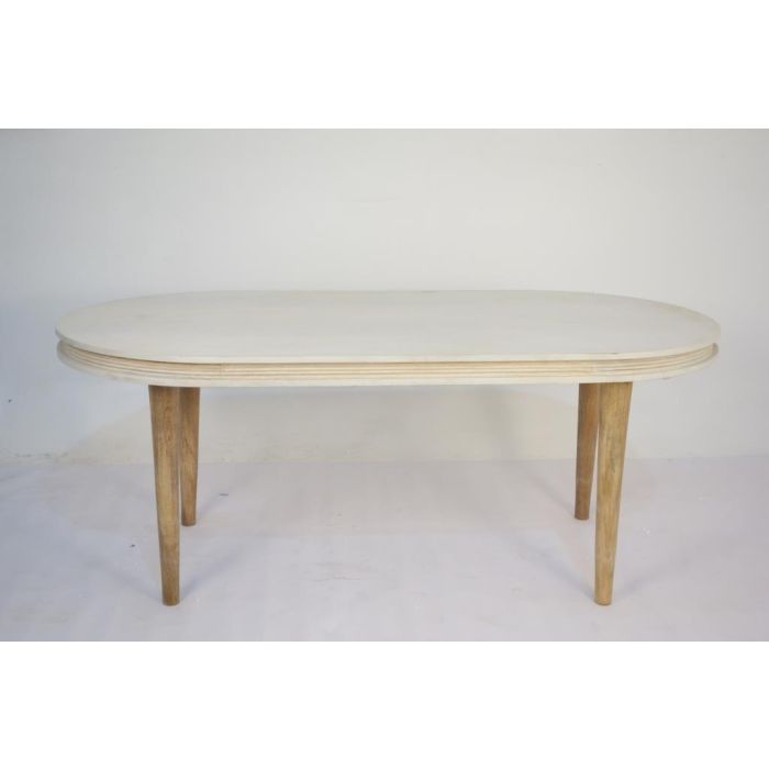 Mesa de Comedor DKD Home Decor Blanco Dorado Latón Madera de mango 180 x 90 x 76 cm