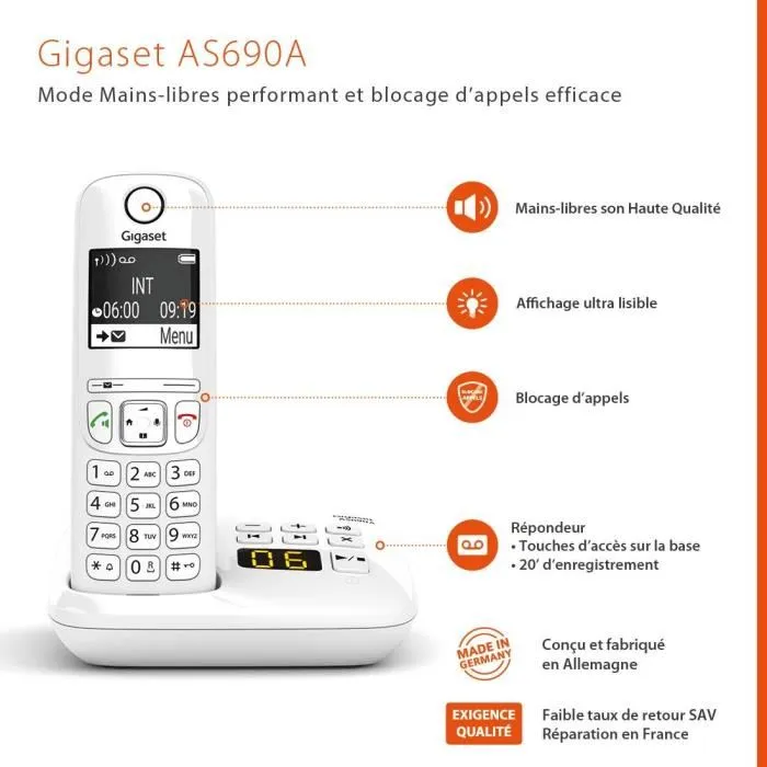 Gigaset AS690 A Teléfono Fijo Inalámbrico Blanco 4
