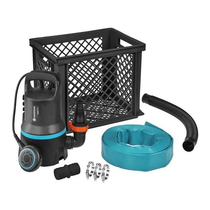 Gardena Hochwasser-Set 9000 - Bomba Sumergible 300W para Inundaciones, Caudal 9000 l/h, IPX8, Uso Exterior/Interior