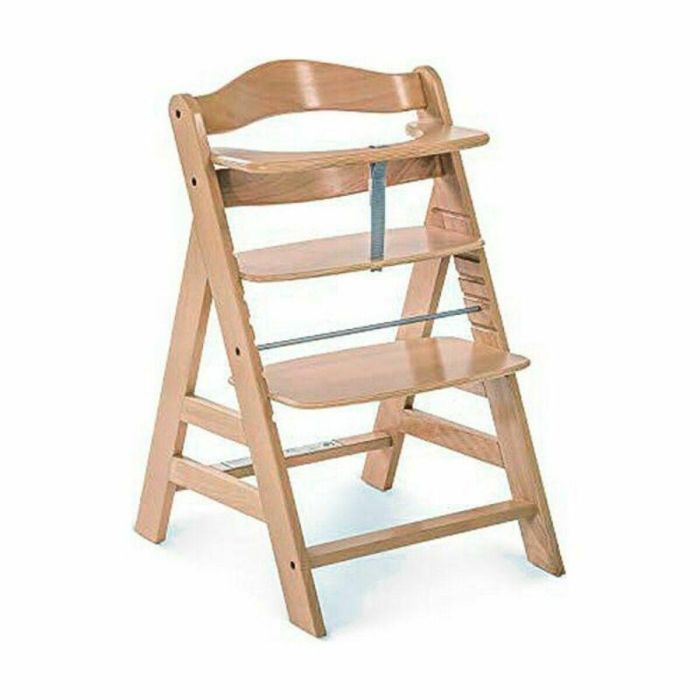 HAUCK Trona Bebé Evolutionary Alpha + Madera - Asiento y reposapiés ajustables - Arnés 5 puntos - Desde 6 meses hasta 90 kg