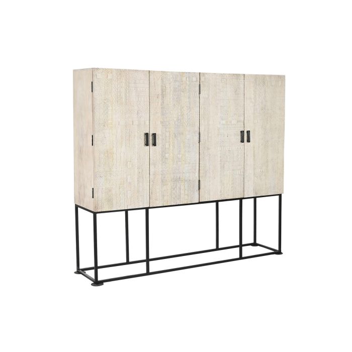 DKD Home Decor Armario Indio Desmontable Blanco Negro de Mango y Metal, 180 cm Ancho x 40 cm Fondo x 160 cm Alto, 4 Puertas, 2 Cajones 1 DKD Home Decor Armario Indio Desmontable Blanco Negro de Mango y Metal, 180 cm Ancho x 40 cm Fondo x 160 cm Alto, 4 Puertas, 2 Cajones 1