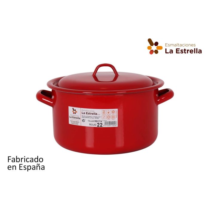 Olla Recta con Tapa 22 cm Rojo - La Estrella (6 Unidades) Olla Recta con Tapa 22 cm Rojo - La Estrella (6 Unidades)