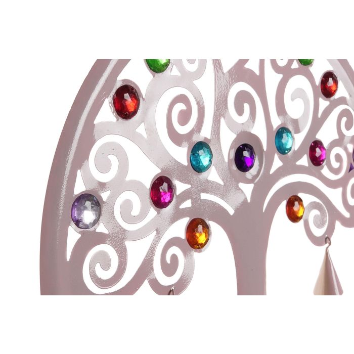 DKD Home Decor Decoración Colgante India Metal y Acrílico Blanco Gris Rosa Azul 33 x 3 x 81 cm (4 Unidades) 1