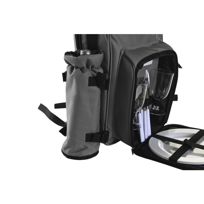 DKD Home Decor Mochila Gris Oscuro Set de 9 Piezas 20 x 39 x 28.5 cm Poliester para Picnic 3