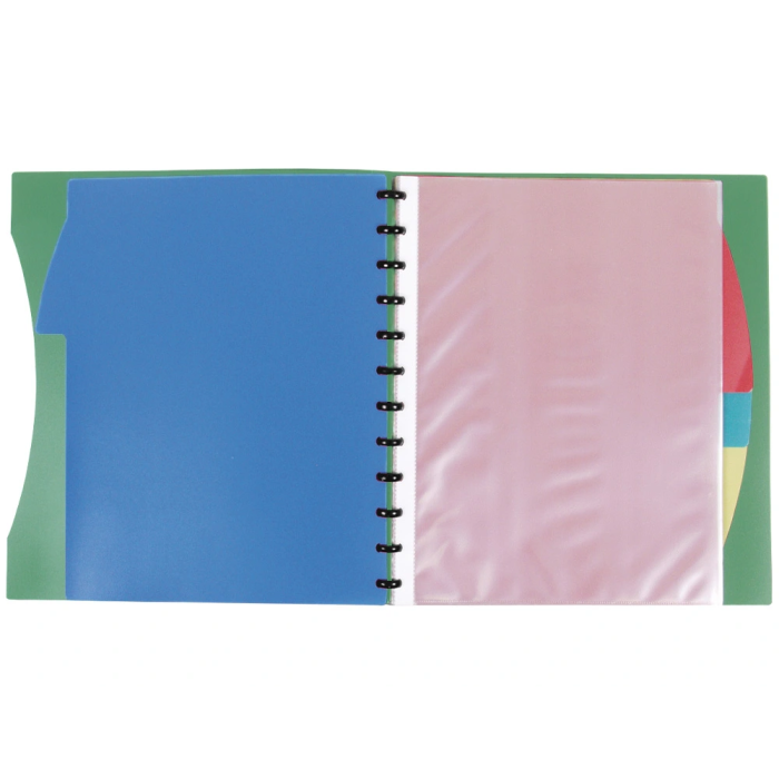 Liderpapel Carpeta A4 con 40 Fundas Intercambiables, 5 Separadores, Sobre y Goma, Portada Personalizable, Verde 2