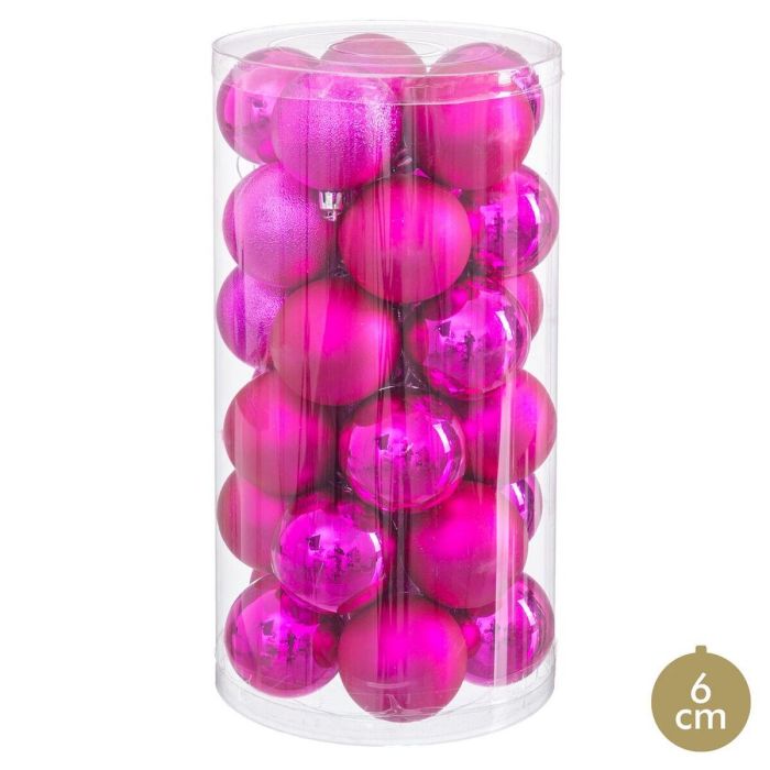 Bolas de Navidad Fucsia Plástico Ø 6 cm (30 unidades) Bolas de Navidad Fucsia Plástico Ø 6 cm (30 unidades)