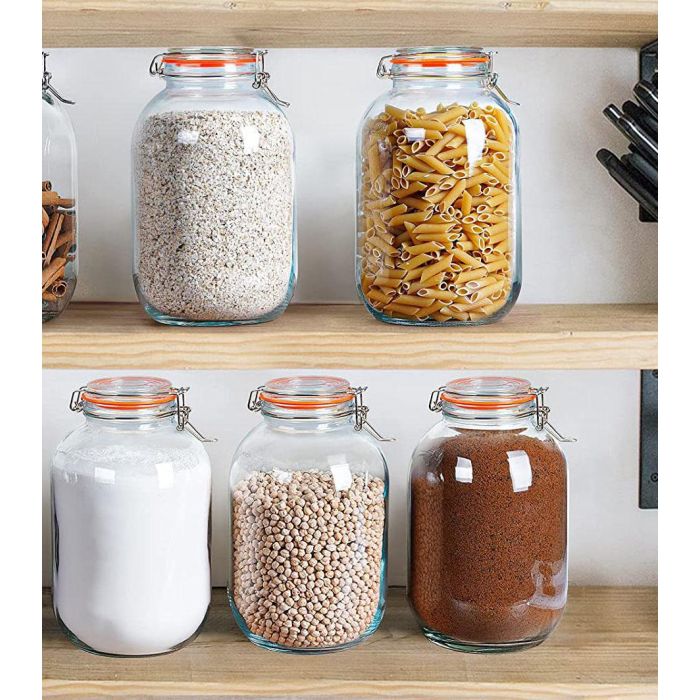Tarro Hermético de Vidrio Clip 4200 ml - La Mediterranea (4 Unidades) 6 Tarro Hermético de Vidrio Clip 4200 ml - La Mediterranea (4 Unidades) 6