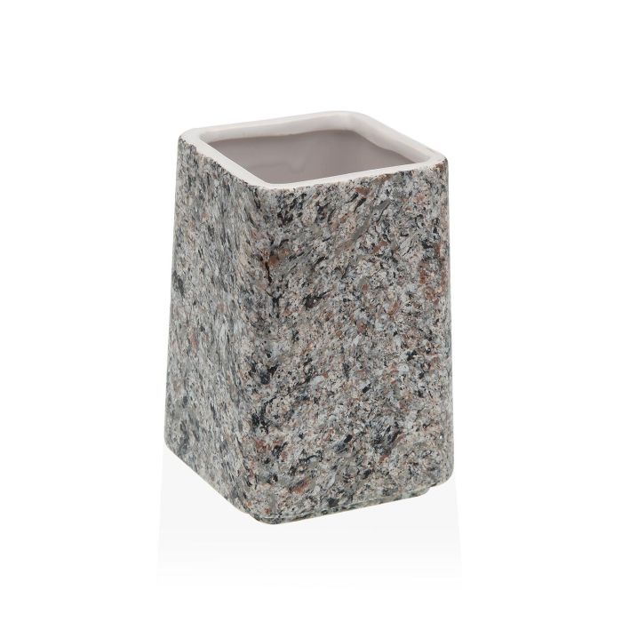 Portacepillos de Granito Gris Versa 7x10 cm - Cerámica y Plástico (2 Unidades)