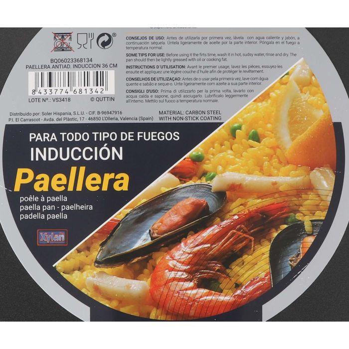 Quttin Paellera Antiadherente para Inducción 36 cm (6 Unidades) 5 Quttin Paellera Antiadherente para Inducción 36 cm (6 Unidades) 5