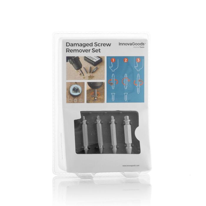 Brocas para Extraer Tornillos Dañados InnovaGoods 4 Unidades 2 Brocas para Extraer Tornillos Dañados InnovaGoods 4 Unidades 2