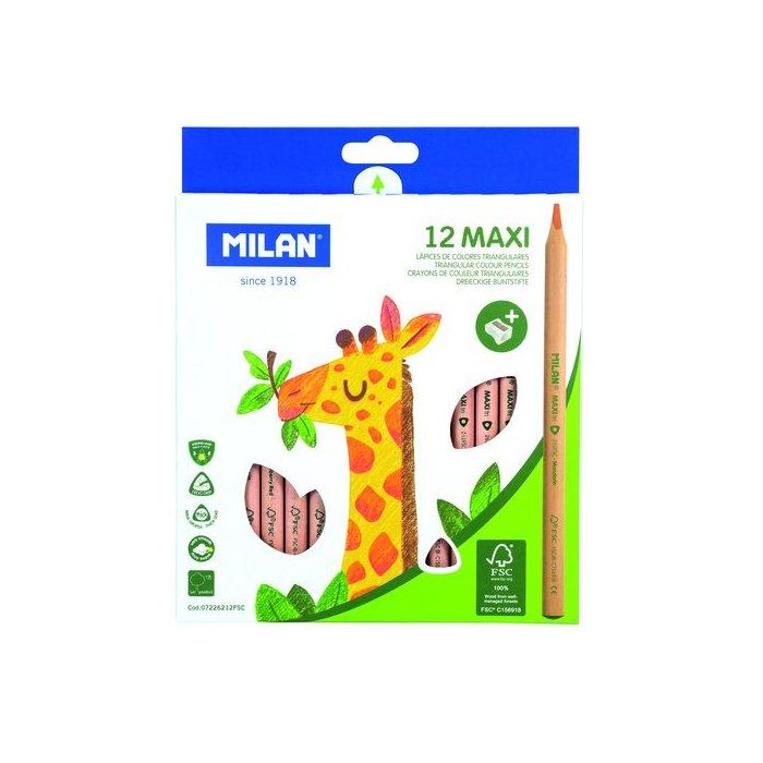 Lapices De Colores Milan Maxi Triangular Estuche De 12