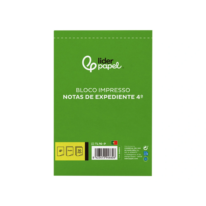 Liderpapel Talonario Notas de Expediente Cuarto Duplo Texto en Portugues 1
