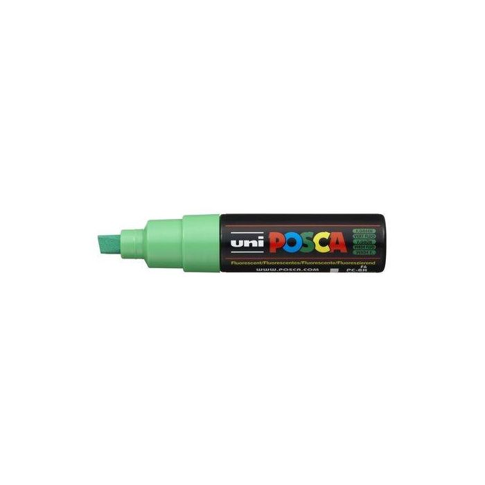 POSCA Marcador PC-8K No Permanente Punta Biselada 8.0 mm Verde Fluor - Tinta Base Agua, No Tóxico