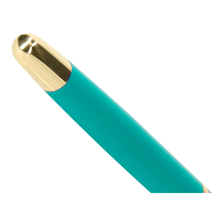 Belius Bolígrafo y Estuche Soiree Art Deco Turquesa y Dorado Tinta Azul Caja de Diseño 10