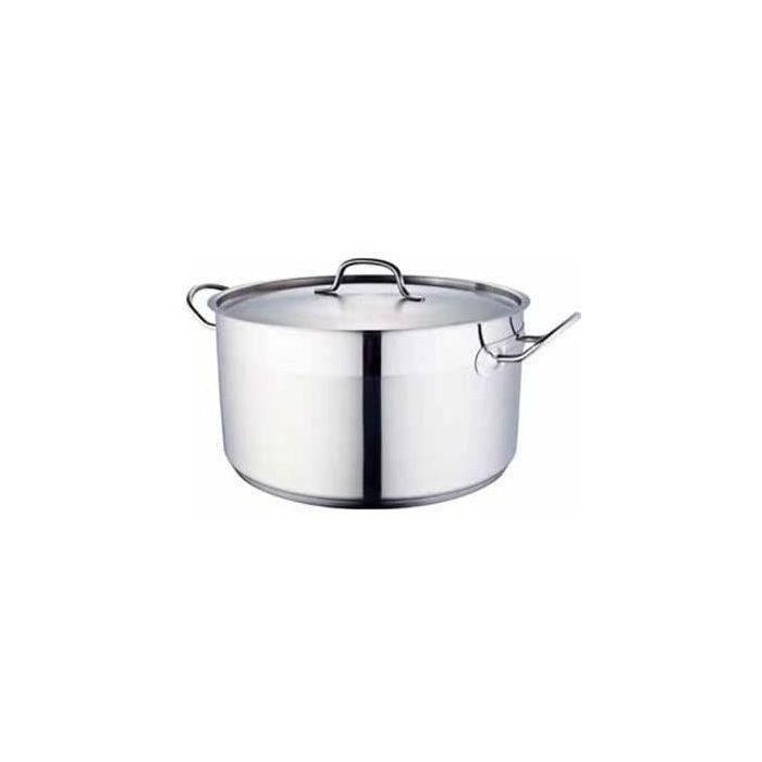 Baumalu Olla de 30 cm de Acero Inoxidable con Tapa Gastronomía para Inducción, Forma Recta y Apta Lavavajillas