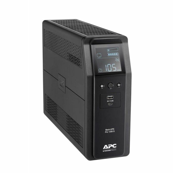 APC BR1200SI Back-UPS Pro 1200VA 720W, Línea Interactiva, 8 Salidas AC, Onda Senoidal, Torre, Negro