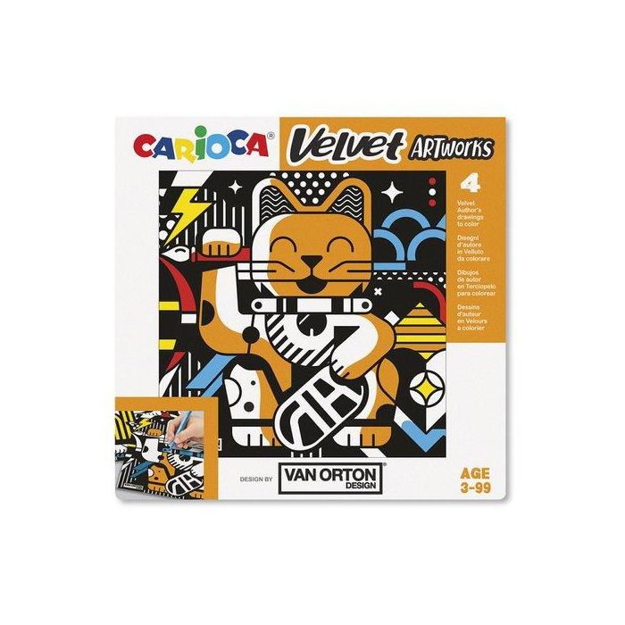 Juego Educativo Carioca Velvet Artworks +3 Años (Terciopelo Para Colorear) Van Orton Art Set De 4 Laminas
