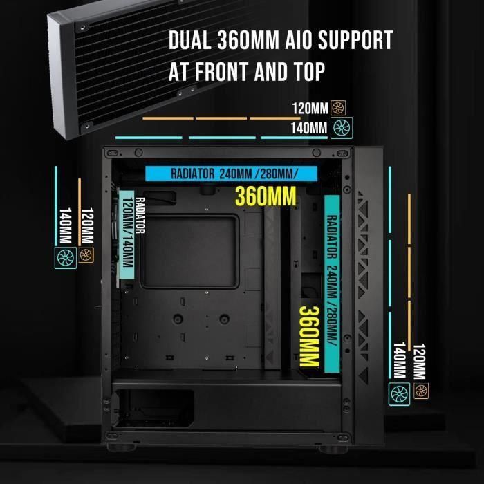 Caja de PC sin fuente de alimentación - BITFENIX Tracery ARGB (Negro) - Torre media - Formato E-ATX 2 Caja de PC sin fuente de alimentación - BITFENIX Tracery ARGB (Negro) - Torre media - Formato E-ATX 2