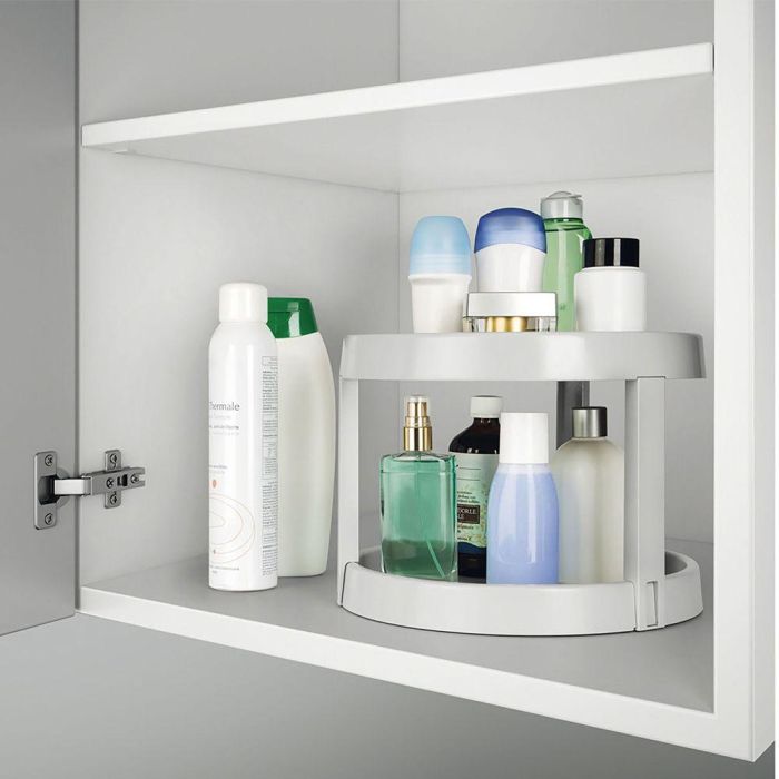 Metaltex Organizador giratorio Giro-2 para armarios de cocina, despensa o baño, 2 alturas Ø28 x 21 cm Gris