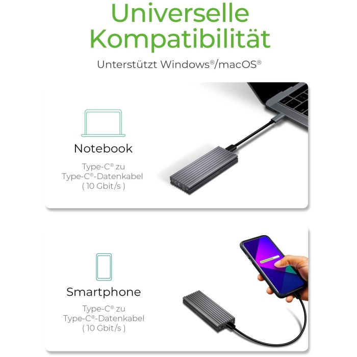 ICY BOX IB-1817M-C31 Externes USB-C 3.1 Gehäuse für M.2 NVMe SSD Aluminium 1