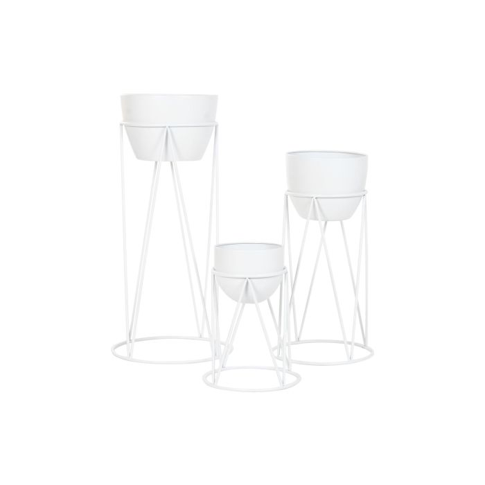 DKD Home Decor Set de 3 Maceteros Urban de Metal Blancos, Alto 80 cm, Base 38x38 cm 3 DKD Home Decor Set de 3 Maceteros Urban de Metal Blancos, Alto 80 cm, Base 38x38 cm 3