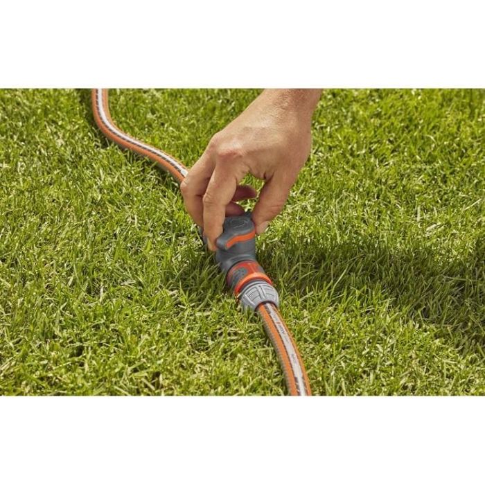 Gardena Válvula de Regulación con Acoplamiento, Plástico Gris/Naranja, para Sistema de Riego por Goteo, Macho/Macho 1
