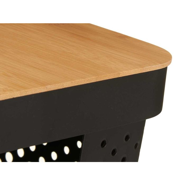 Caja Multiusos Perforada Tapa Bambu Grd Negra 22Cm Kinvara (4 Unidades) 3 Caja Multiusos Perforada Tapa Bambu Grd Negra 22Cm Kinvara (4 Unidades) 3