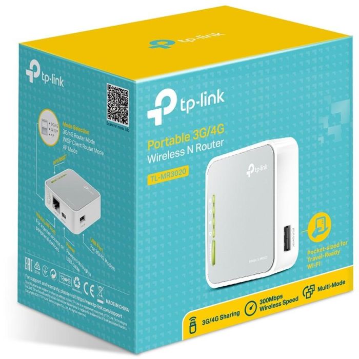 TP-Link TL-MR3020 Router Portátil Wi-Fi N150 Mbps (2.4 GHz) para Módem USB 3G/4G, Ethernet Rápido, Gris/Blanco 2