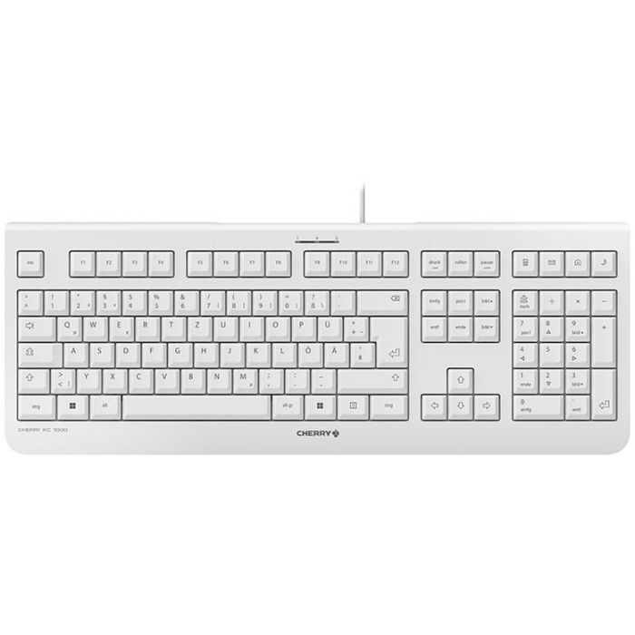 Cherry KC1000 Teclado alámbrico USB QWERTZ Alemán de tamaño completo, gris para oficina. Compatible con PC/Servidor