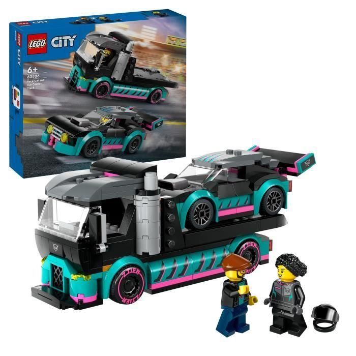 Juego de construccion coche de carreras y camión de transporte lego city Juego de construccion coche de carreras y camión de transporte lego city