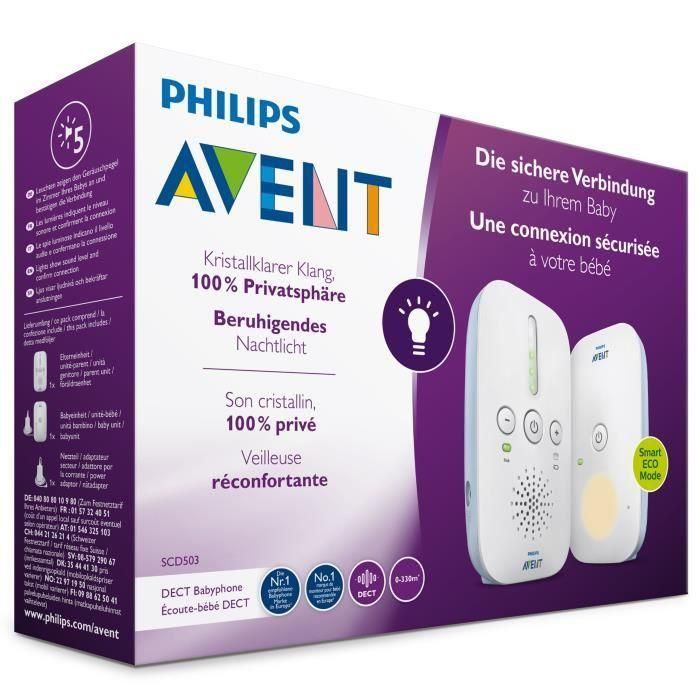 PHILIPS AVENT SCD503 / 26 DECT Baby Monitor - Azul claro y blanco 3