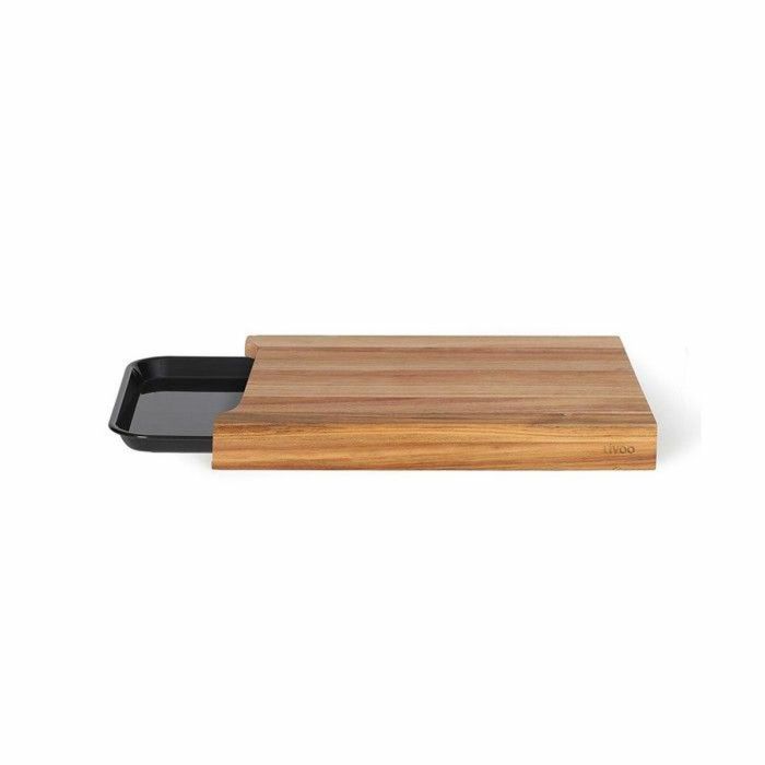 LIVOO MES155 Tabla de Cortar Madera de Acacia FSC 36,5 x 27,5 cm con Bandeja de Goteo Extraíble 3