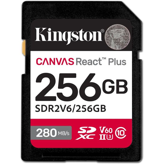 Kingston XC React+ 280R/150W Tarjeta SDXC 256GB UHS-II Velocidad Lectura 280MB/s Escritura 150MB/s V60 U3 Clase 10